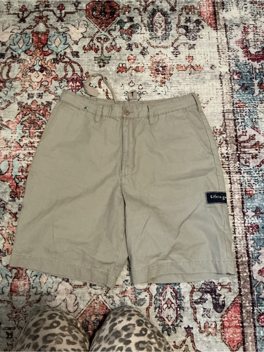 Life Is Good Men's Khaki Flat Front Shorts
